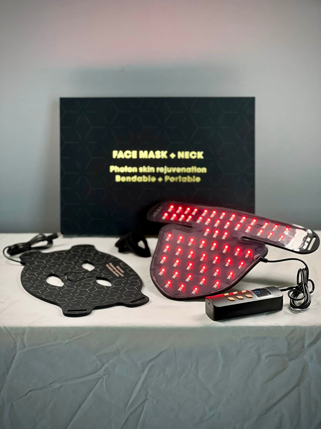 4-Farget LED Lysterapi Maske for Ansikt, Nakke og Bryst