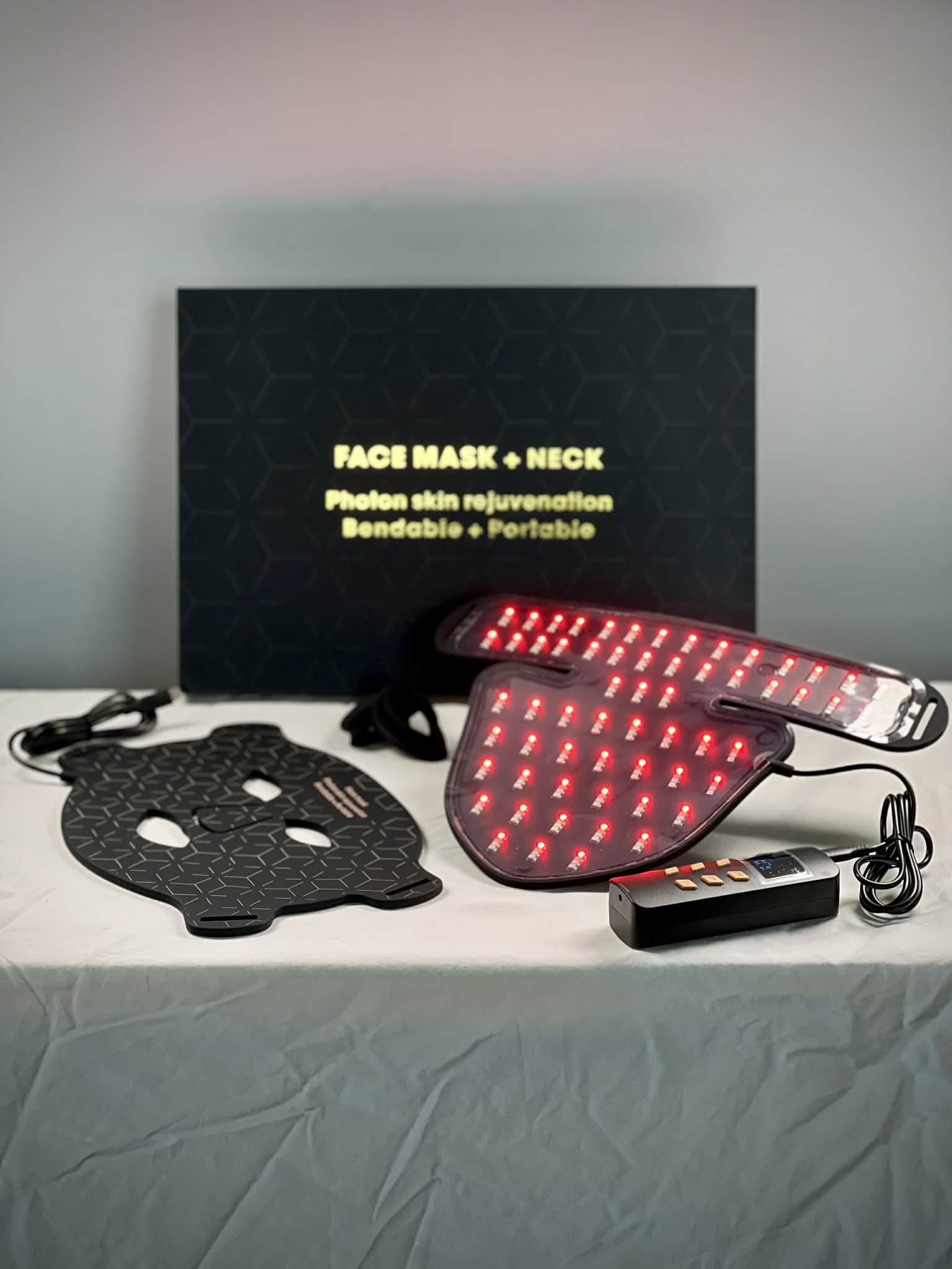 4-Farget LED Lysterapi Maske for Ansikt, Nakke og Bryst